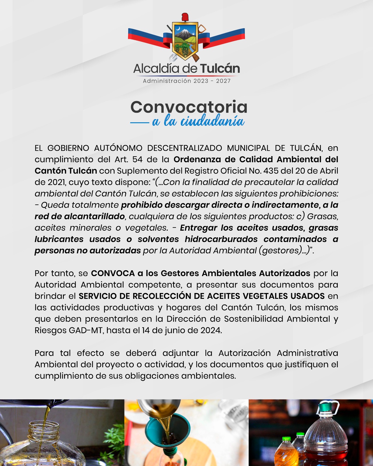 CONVOCATORIA A LOS GESTORES AMBIENTALES AUTORIZADOS