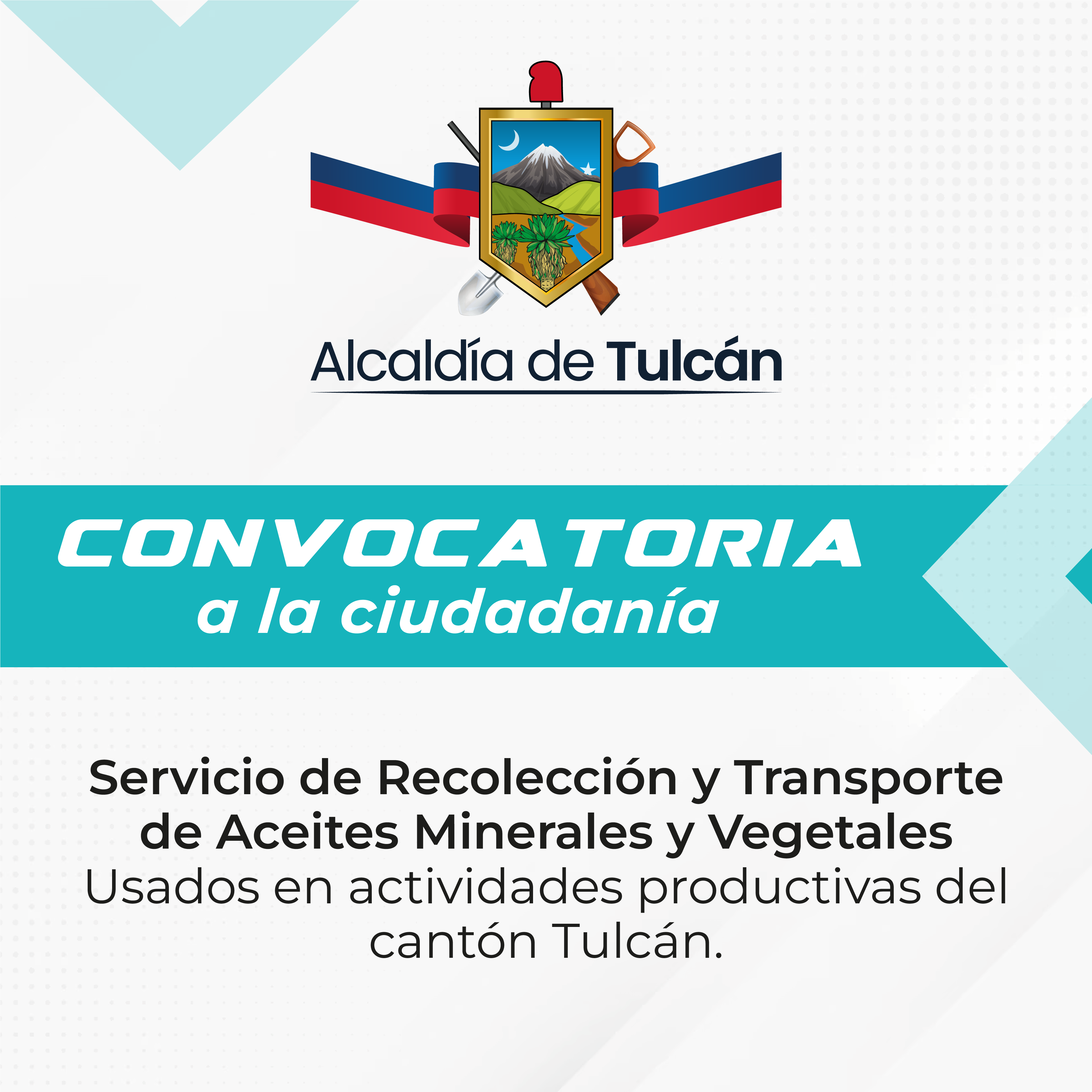 CONVOCATORIA SERVICIO DE RECOLECCIÓN Y TRANSPORTE DE ACEITE MINERALES Y VEGETALES