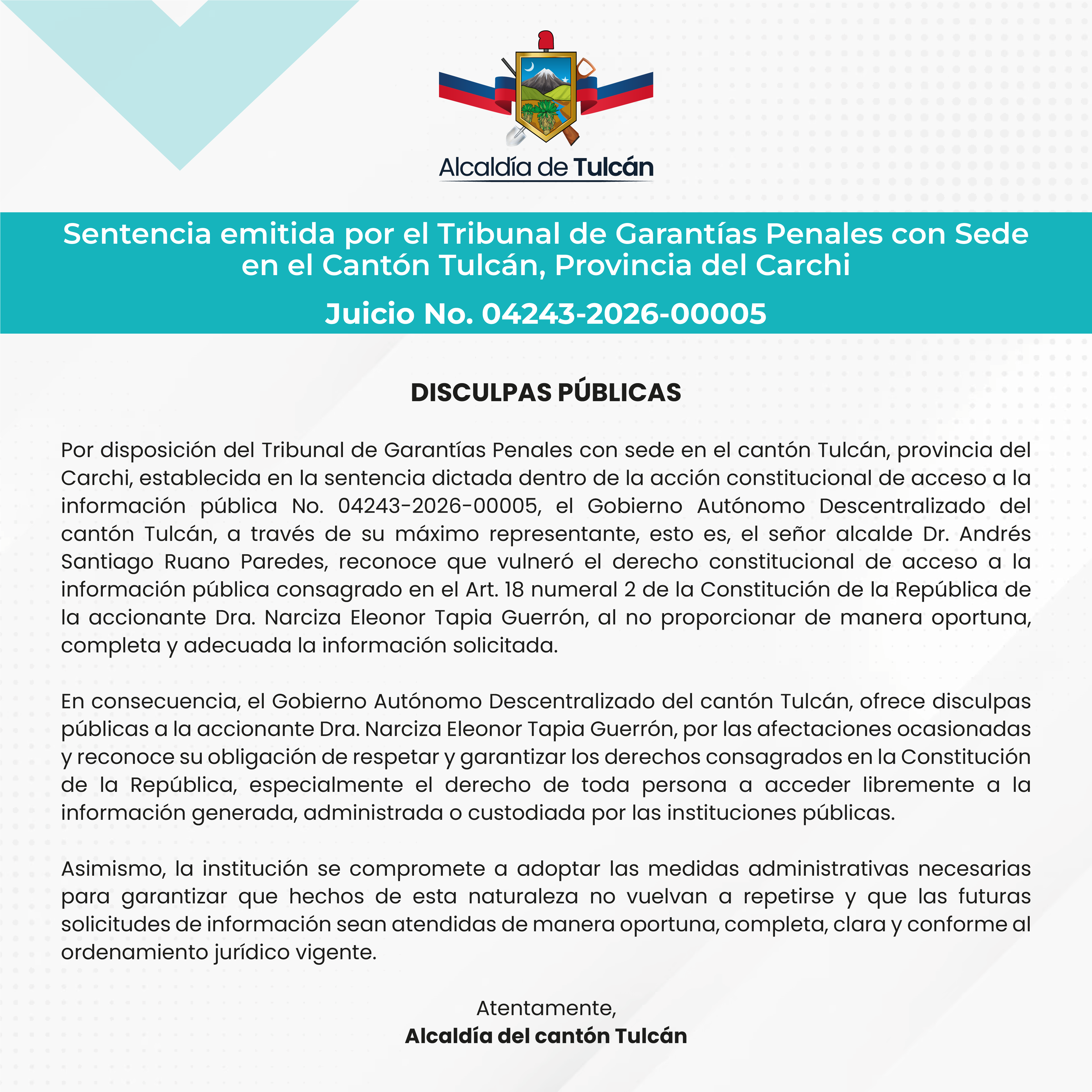 DISCULPAS PÚBLICAS